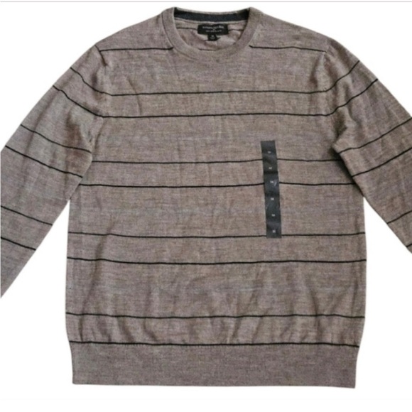 📌BANANA REPUBLIC 100% Merino Wool Crewnck Strip d Sweater Men's SizeMedium
